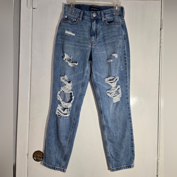 Aéropostale Blue Denim Mom Jeans New Without Tags Sz 2 Distressed - Picture 5 of 14